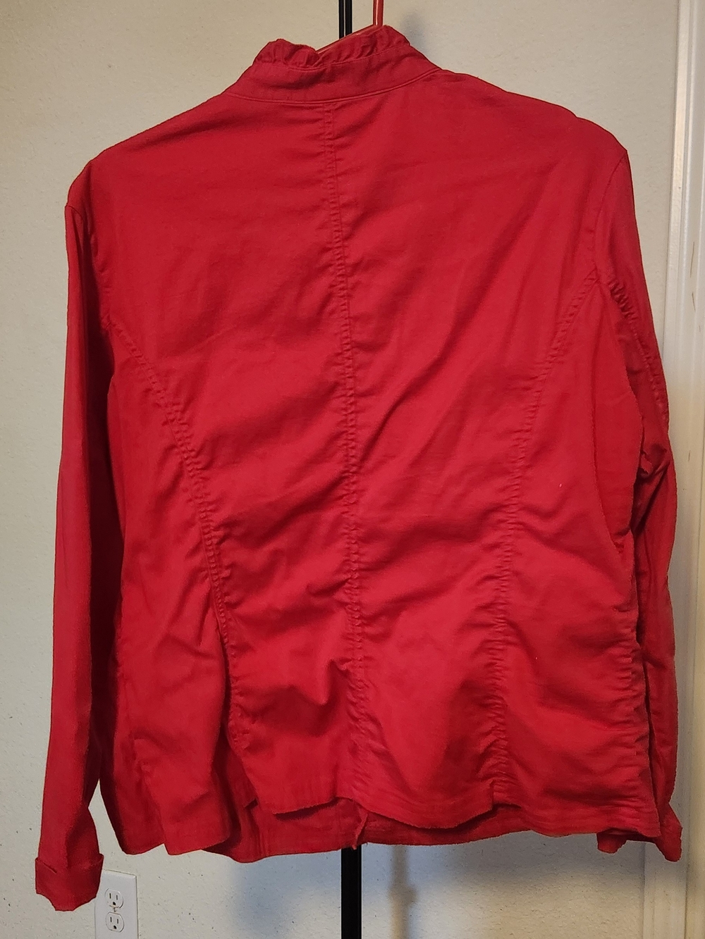 Chico's Red Ruffle-Trim Button Front Shirt - Picture 3 of 3